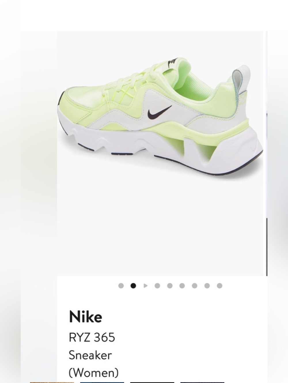 Nike RYZ 365 Women’s Sneakers. Neon Green/White.  Size 12. Excellent Condition.